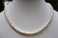 A1 50 cm 925 Silber Süßwasser Perlen Schmuck Halskette Collier Echtschmuck hgf