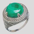 ECHTER NATUR Malachit   925 Sterling  Silber  RING Gr 18  20mm