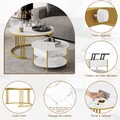 2er Set Beistelltisch Rund Couchtisch Wohnzimmertisch Kaffetisch Satztisch Weiß