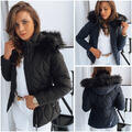 Steppjacke mit Fellkapuze für Winter Kurz Winterjacke Damen Jacke DSTREET S-XL