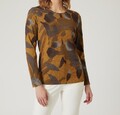 Langarmshirt braun 42 Damen Feinstrickshirt mit Fantasiedruck Langarm 7.3497
