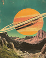 Surreale Saturn Landschaft Wandbild Kosmischer Planet Poster -...