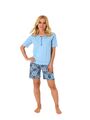 Normann Damen Shorty Schlafanzug Pyjama kurzarm mit Knopfleiste am Hals 