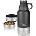 Milu Trinkflasche Hunde für Unterwegs 950ml Wasserflasche mit Futternapf schwarz