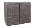 HW Mülltonnenbox HWC-E25 Mülltonnenverkleidung 2 er Poly-Rattan, grau