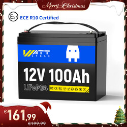 WattCycle 12V 100Ah LiFePO4 Lithium Batterie Akku 100A BMS für Wohnmobil Camper