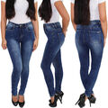 Damen High Waist Skinny Röhrenjeans Hochbund Hose Slim Fit Jeans Hoher Bund Blau