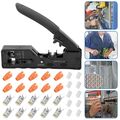 Netzwerk Werkzeug Cat 7 /6 Lan Kabel Zange RJ45 Crimpzange + 12 Cat7 Stecker Set