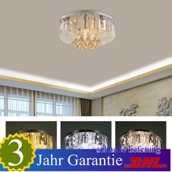 Groß LED Deckenlampe Dimmbar Kristall Kronleuchter Deckenleuchte 50cm Wohnzimmer
