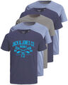 Jack & Jones 5er Pack Herren T-Shirts Logo Print Slim Fit Rundhals NEU