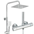 Duschsystem mit Thermostat Edelstahl Duscharmatur Regendusche 8"Kopfbrause Chrom