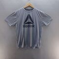 Reebok Herren T-Shirt mittelgrau Grafik Druck Logo kurzärmelig Polyester Sport