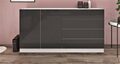 Sideboard 152cm Kommode TV Board Anrichte Grifflos Weiß Hochglanz Schwarz VAASA
