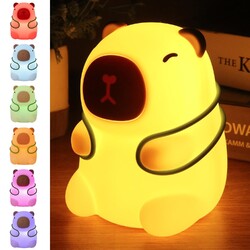 Capybara Silikon Nachtlicht Süßes Capybara Lampe 3 stufige Helligkeit für Kinder