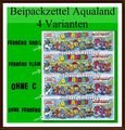 ÜEi Aqualand 4 Stück Beipackzettel Bpz Zettel Varianten Ferrero Deutschland 1997