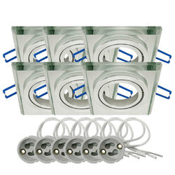 LED Glas Einbaustrahler Rahmen GU10 Fassung 6-Pack 230V Schwenkbar Einbauleuchte
