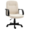HOMCOM PU Leder Bürostuhl Drehstuhl Mittellehner Computer Schreibtischstuhl, Creme