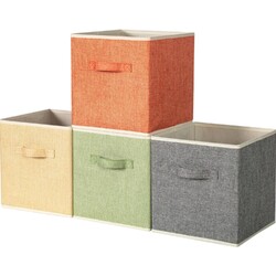 Aufbewahrungsbox Stoff 4er Set Faltbar 27x27x28cm Regal Schrank Ordnung