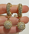 Runway Swarovski Schwan Cluster Kristall Anhänger Kugel Goldfarben Clip Creolen