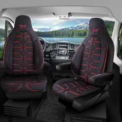 Sitzbezüge passend für Challenger Wohnmobil in Schwarz Rot Pilot 2.2