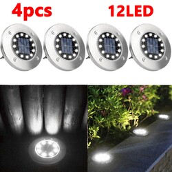 4X 12LEDs Solarleuchte LED Bodenstrahler Außen Gartenleuchten Garten Solarlampen