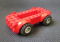 Lego Chassis mit Reifen - 5x10x2 1/2 rot - Räder grau - 11650c01 Fahrgestell