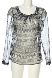 COMMA Transparenz-Bluse Damen Bluse Gr. DE 34 schwarz-wollweiß Casual-Look