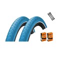 2x Continental Fahrradreifen Contact Plus 28" 42-622 blau + Schlauch Reifenheber
