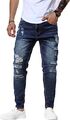 Herren-Jeans, Slim-Fit, Denim-Hose, lässige Jeans mit Taschen CZIMOO