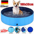 Faltbarer Hundepool Hundebad Doggy Pool Hundebecken Swimmingpool Ø100x30cm Blau