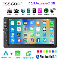Autoradio 2 DIN 7 Zoll Carplay Android Auto Bluetooth AUX TF USB FM Touch Screen