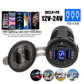 12V QC 3.0 PD USB Auto KFZ Steckdose Dual USB Ladegerät Buchse Dose KFZ Einbau