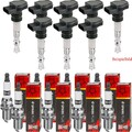 8x STELLOX Zündspule + CHAMPION Zündkerze für Audi A4 8EC B7 2.0 VW EOS 1F7