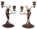 Kerzenleuchter Set Jugendstil Frauenskulptur Kerzenhalter Kerzenständer Frau