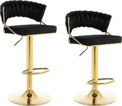 2er Set Barhocker Barstuhl Tresenhocker Küchenhocker 360° drehbar mit Fußstütze