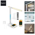 Schreibtischlampe LED Dimmbar mit Ladefunktion Uhr - Tischlampe Nachtlicht mi...