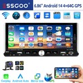 Autoradio 6.9" 1 DIN Android 14 4+64G Carplay GPS Navi RDS Bluetooth WIFI Kamera