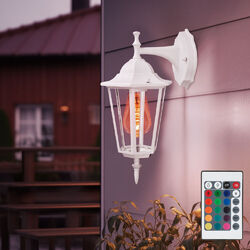 Wandlampe Außen Wandleuchte Alu Glas Laterne weiß RGB LED Fassadenlampe dimmbar