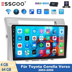 Für Toyota Corolla Verso 2003-2009 64G Android13 Autoradio Carplay DAB+ GPS Navi