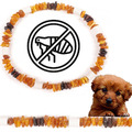 Bernsteinkette Hund, 100% ECHT Bernstein mit EM Keramik , Halsband Zeckenschutz