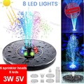8 LED Wasserspiel Solarpumpe mit Akku Springbrunnen Solar Teichpumpe Brunnen