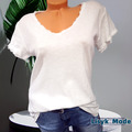Italy Basic Damen Shirt Waschung T-Shirt Top Cotton Dehnbar Weiß 38,40  kl.42