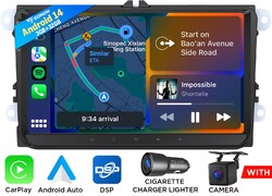 CAM+ VWX7 9" IPS Android 14 Autoradio Navi CarPlay für VW GOLF 5 6 Caddy Passat