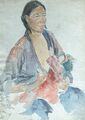 Stillende Mutter von Kong Kun (1940-1968)26x36cm von 1964,Gemälde,Kunst