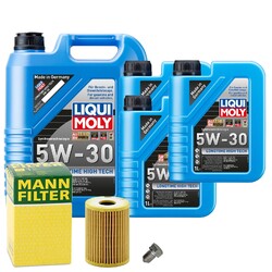 Motoröl 5W30 LIQUI MOLY Longtime High Tech 8L+MANN Ölfilter+Ölablassschraube
