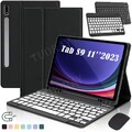 Für Samsung Galaxy Tab S9 FE S9 S8 S7 QWERTZ Tastatur Maus Hülle Mit Stifthalter