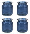 4 Windlichter Windlichtglas Teelichthalter Teelichtgläser Kerzenhalter Set blau