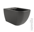 vanvilla Wand Hänge WC spülrandlos mit Soft Close Sitz Bidet SET Tara schwarz