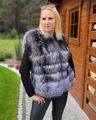 Pelz Weste aus echtem Silber Fuchs Fell Gilet Ärmellose Pelzjacke Pelzweste
