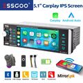 5" Autoradio 1 DIN Wireless CarPlay Android Auto IPS Screen Bluetooth USB AUX SD
